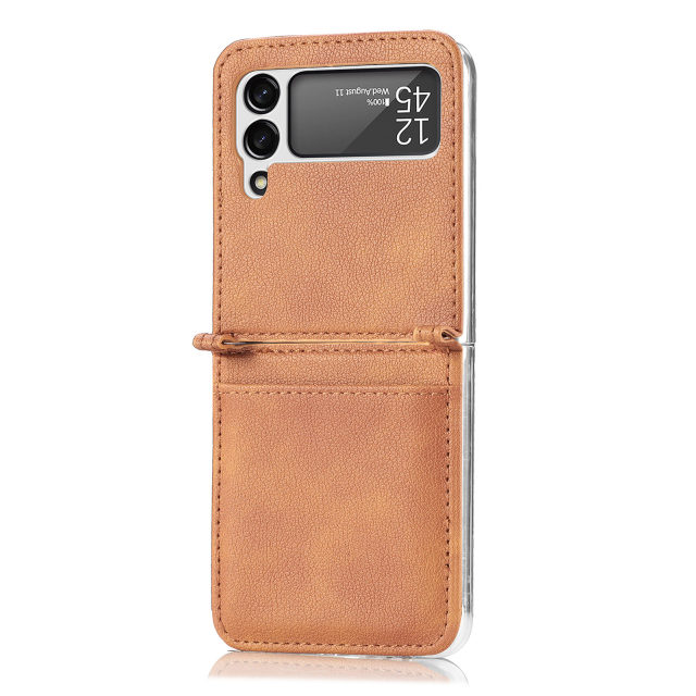 Leather Case With Card Holder For Z Flip Series