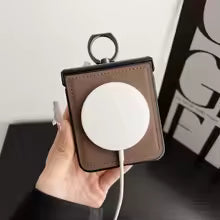 Leather Ring Holder Case for Galaxy Z Flip Series