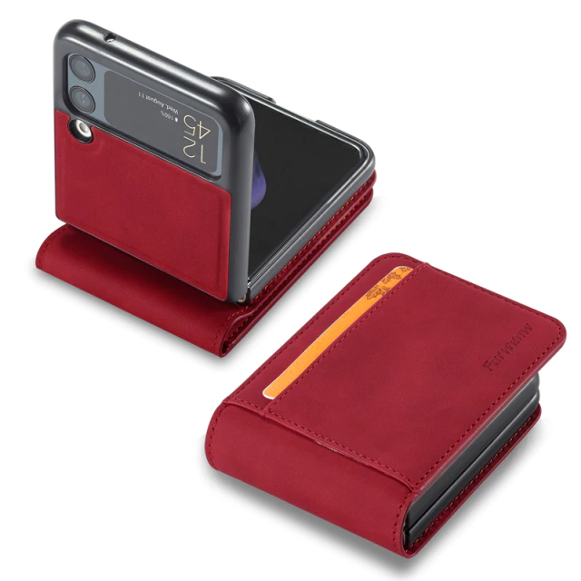 Luxury Leather Wallet Case For Z Flip