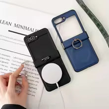 Leather Ring Holder Case for Galaxy Z Flip Series