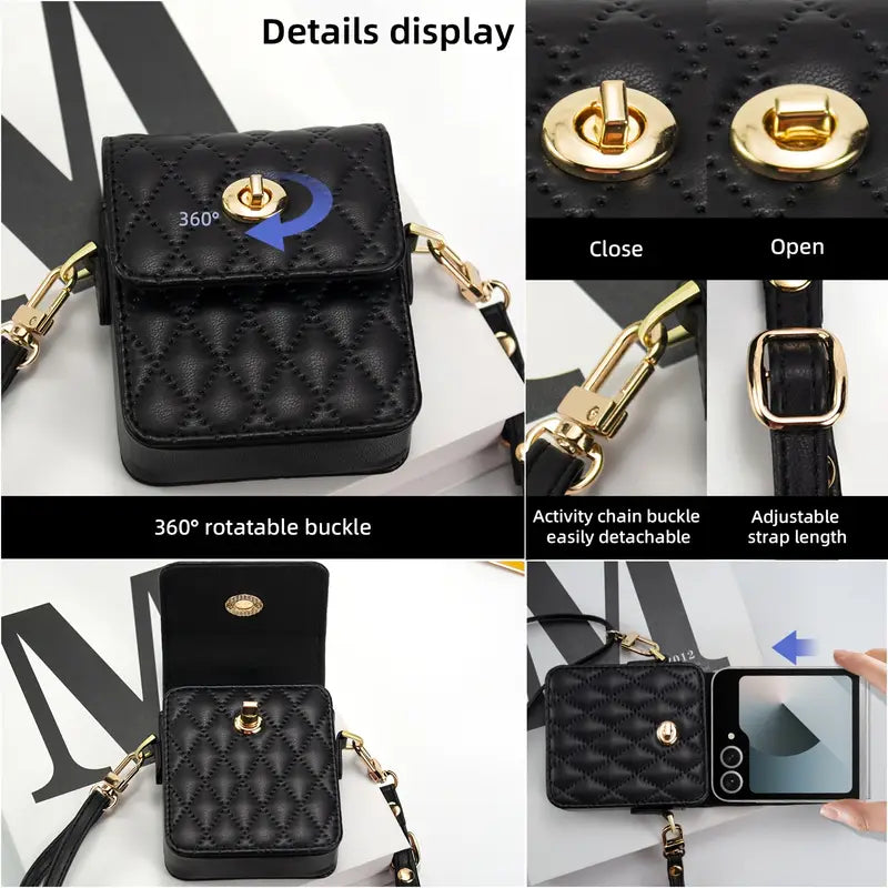 Luxury Quilted Flip Case for Samsung Galaxy Z Flip Series – Mini Handbag Design