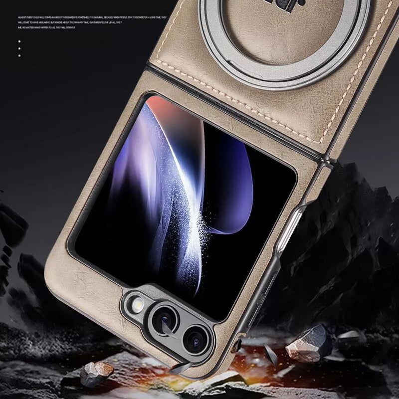 Ring Case for Samsung Galaxy Z Flip 7/6/5/4 – Shockproof Leather Cover