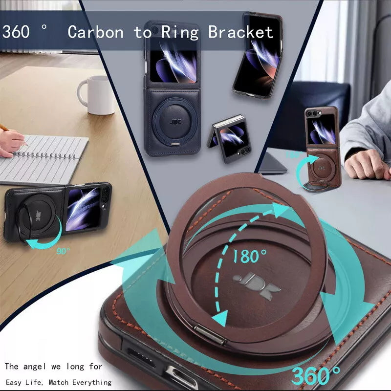 Ring Case for Samsung Galaxy Z Flip 7/6/5/4 – Shockproof Leather Cover