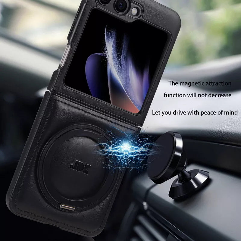 Ring Case for Samsung Galaxy Z Flip 7/6/5/4 – Shockproof Leather Cover
