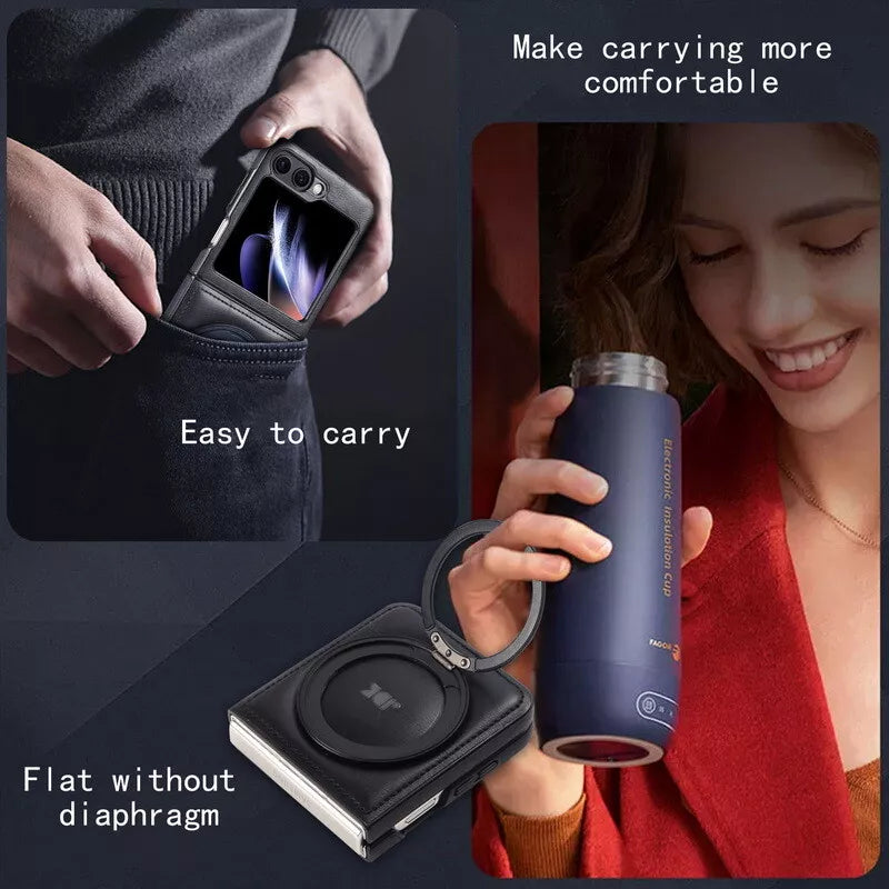 Ring Case for Samsung Galaxy Z Flip 7/6/5/4 – Shockproof Leather Cover