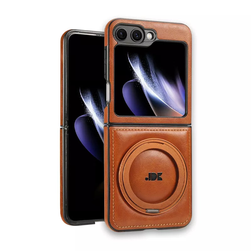 Ring Case for Samsung Galaxy Z Flip 7/6/5/4 – Shockproof Leather Cover