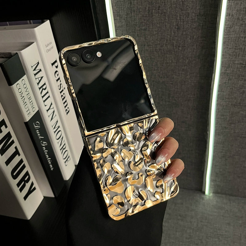 Gold Glossy Frame Case for Samsung Galaxy Z Flip – Luxury Protective Cover