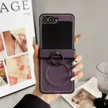 Leather Ring Holder Case for Galaxy Z Flip Series