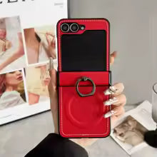 Leather Ring Holder Case for Galaxy Z Flip Series