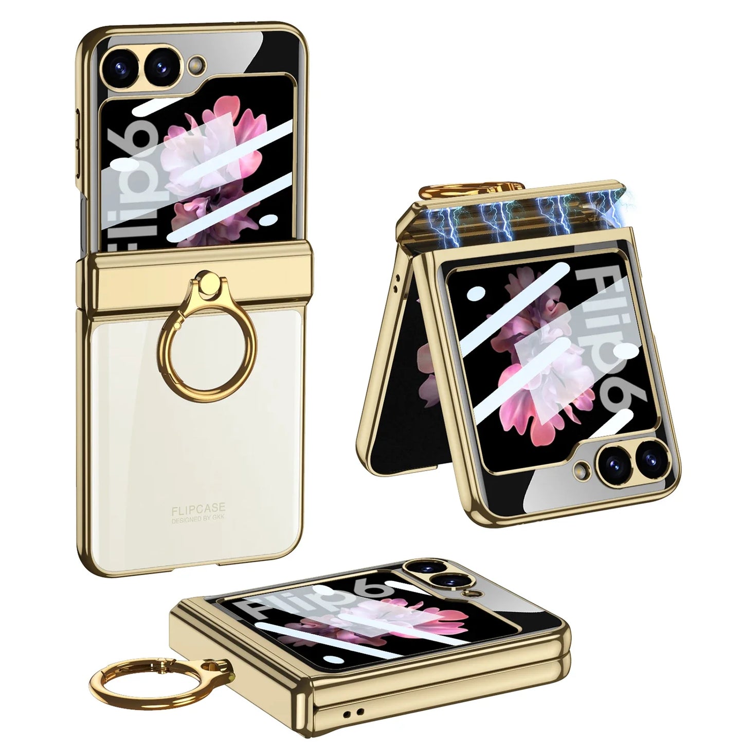 Transparent Case with Magnetic Hinge Protection & Stand for Samsung Galaxy Z Flip Series