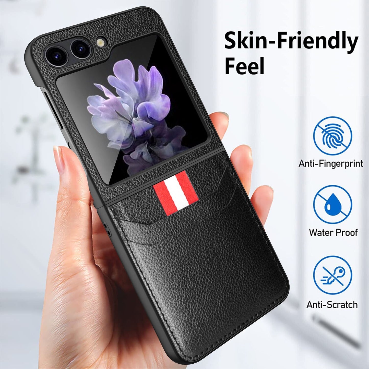 Leather Case with Card Holder for Samsung Galaxy Z Flip Series