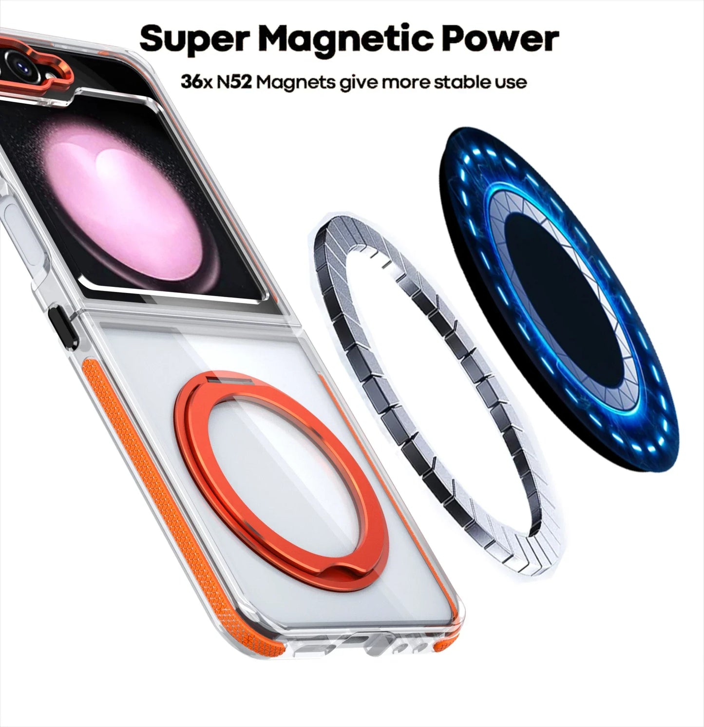 Transparent Shockproof Caase with Ring Holder for Samsung Galaxy Z Flip 7 & 6