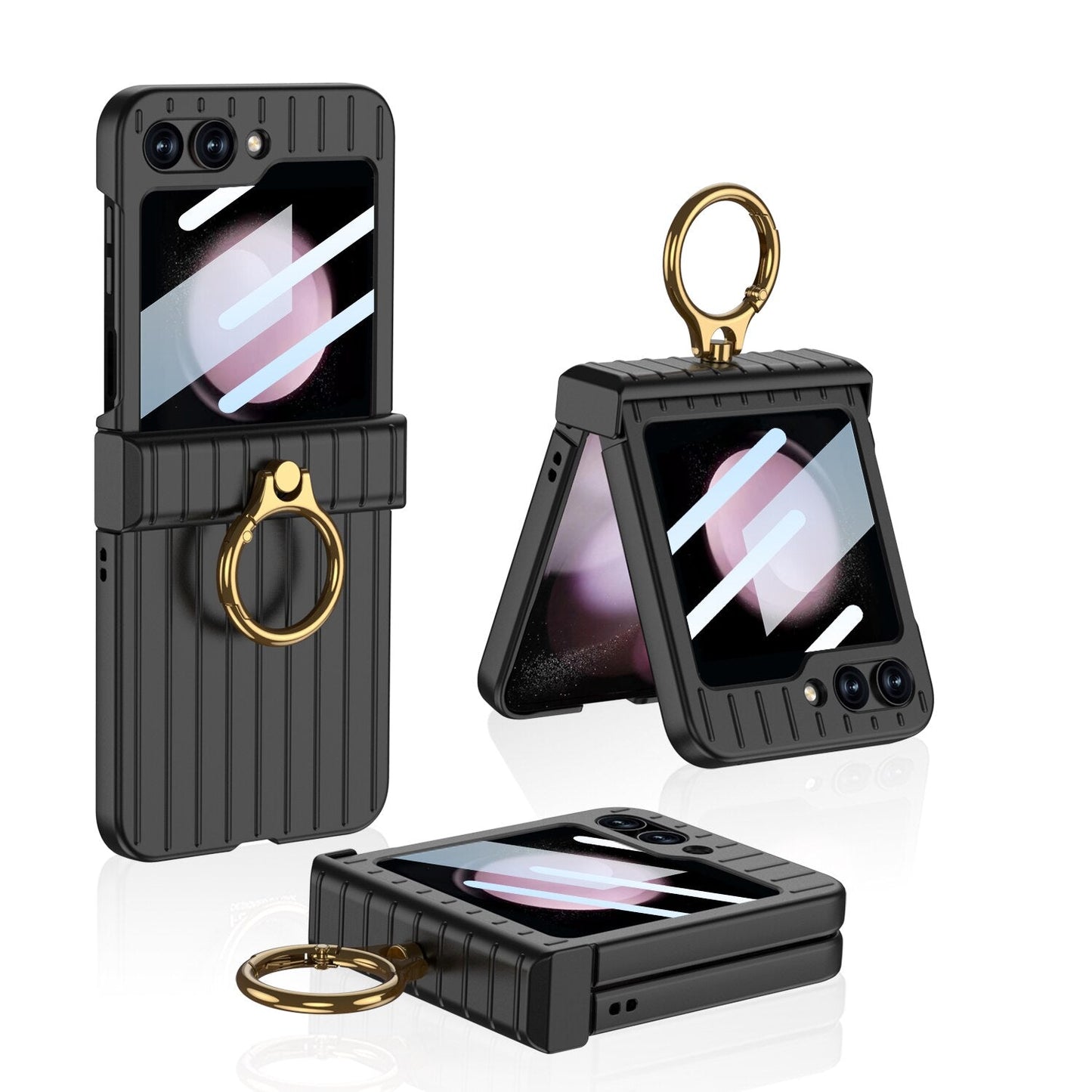 Shockproof Case With Ring Bracket & Screen Protective For Samsung Galaxy Z Flip Series