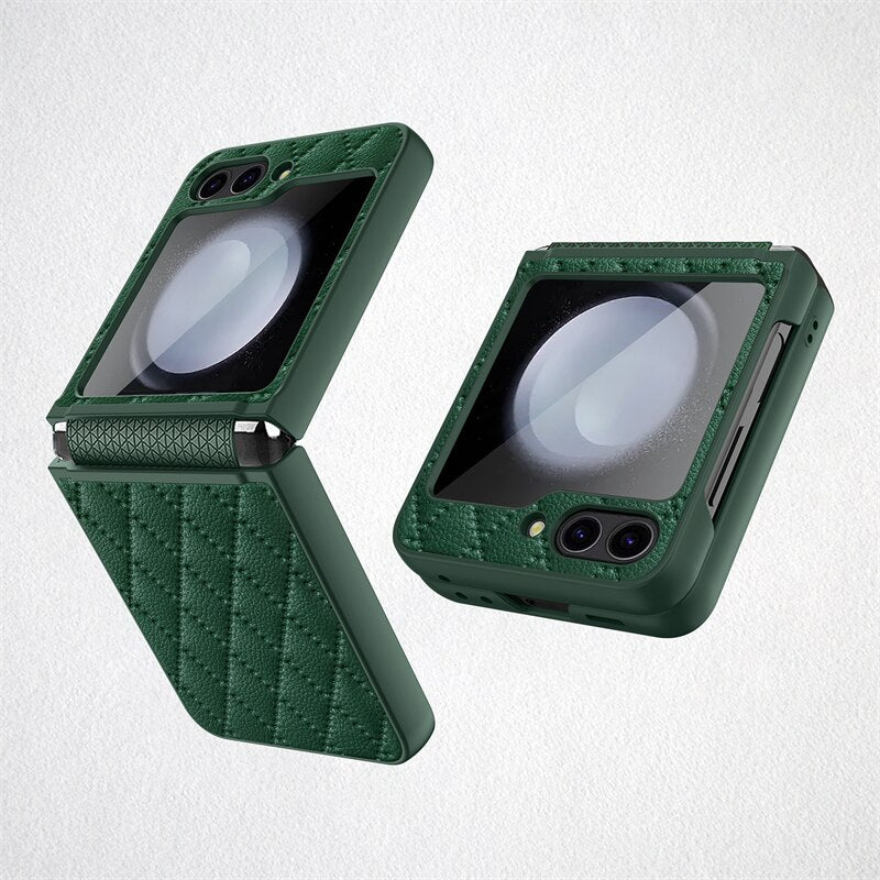 Leather Case With Lens Film Protected For Samsung Galaxy Z Flip Series