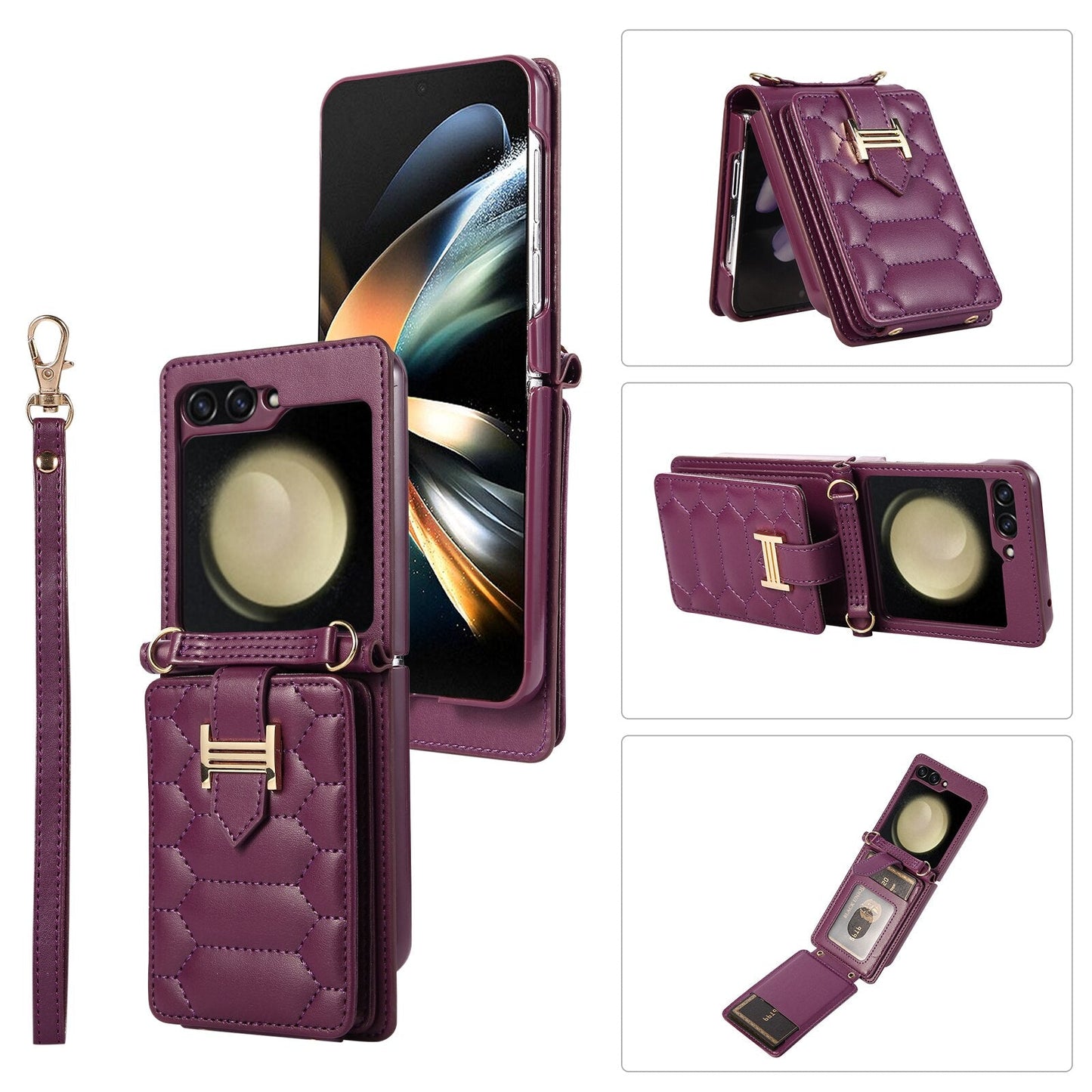 Luxury Crossbody Leather Case For Samsung Galaxy Z Flip