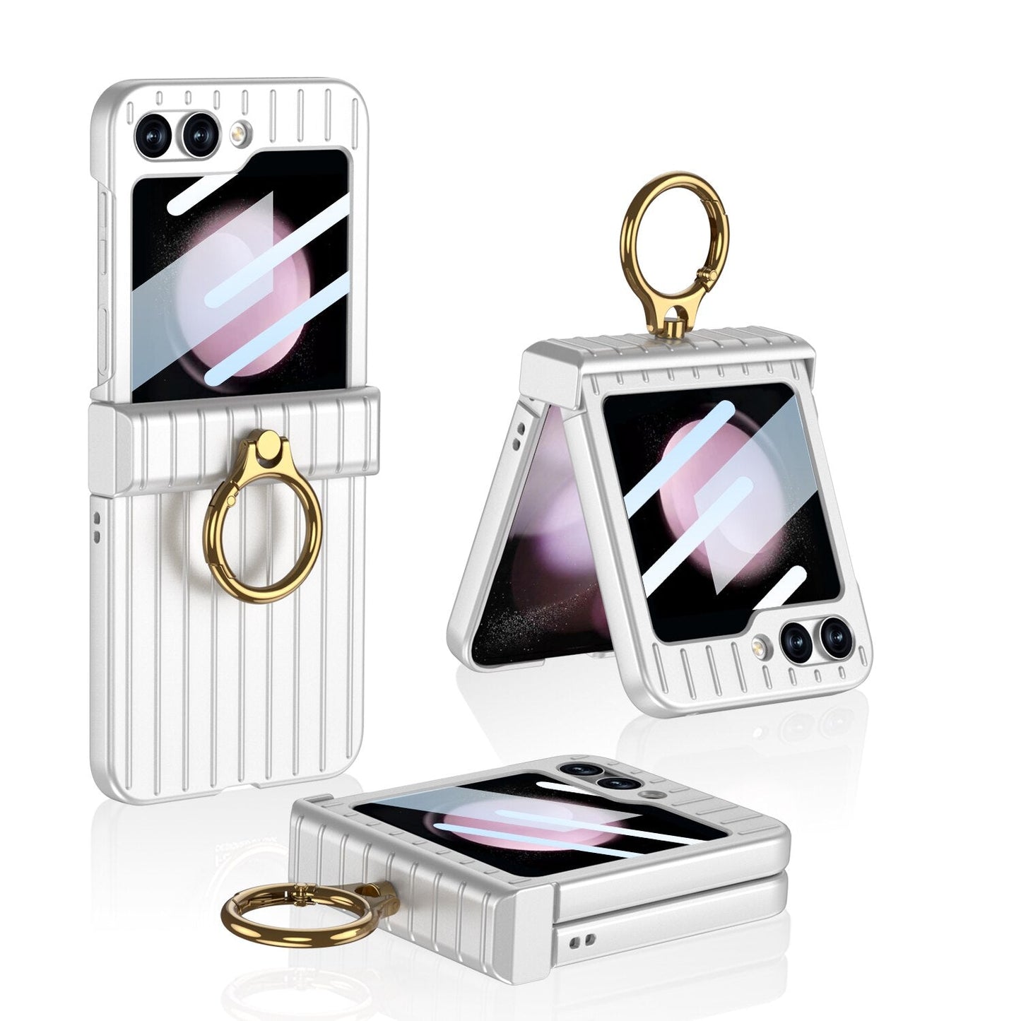 Shockproof Case With Ring Bracket & Screen Protective For Samsung Galaxy Z Flip Series