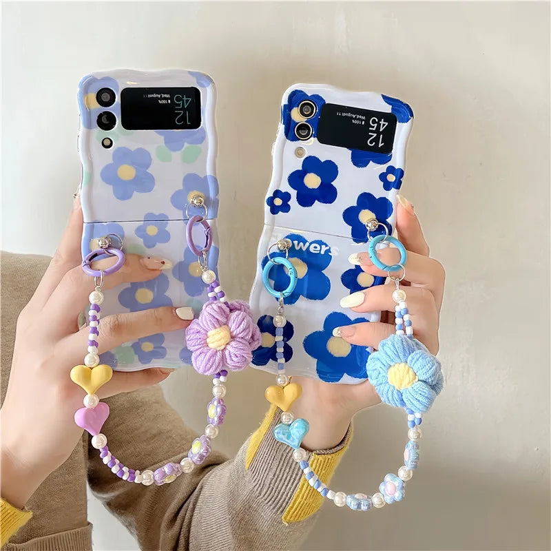 Cute Blue Flower Case for Samsung Galaxy Z Flip 7 & 6
