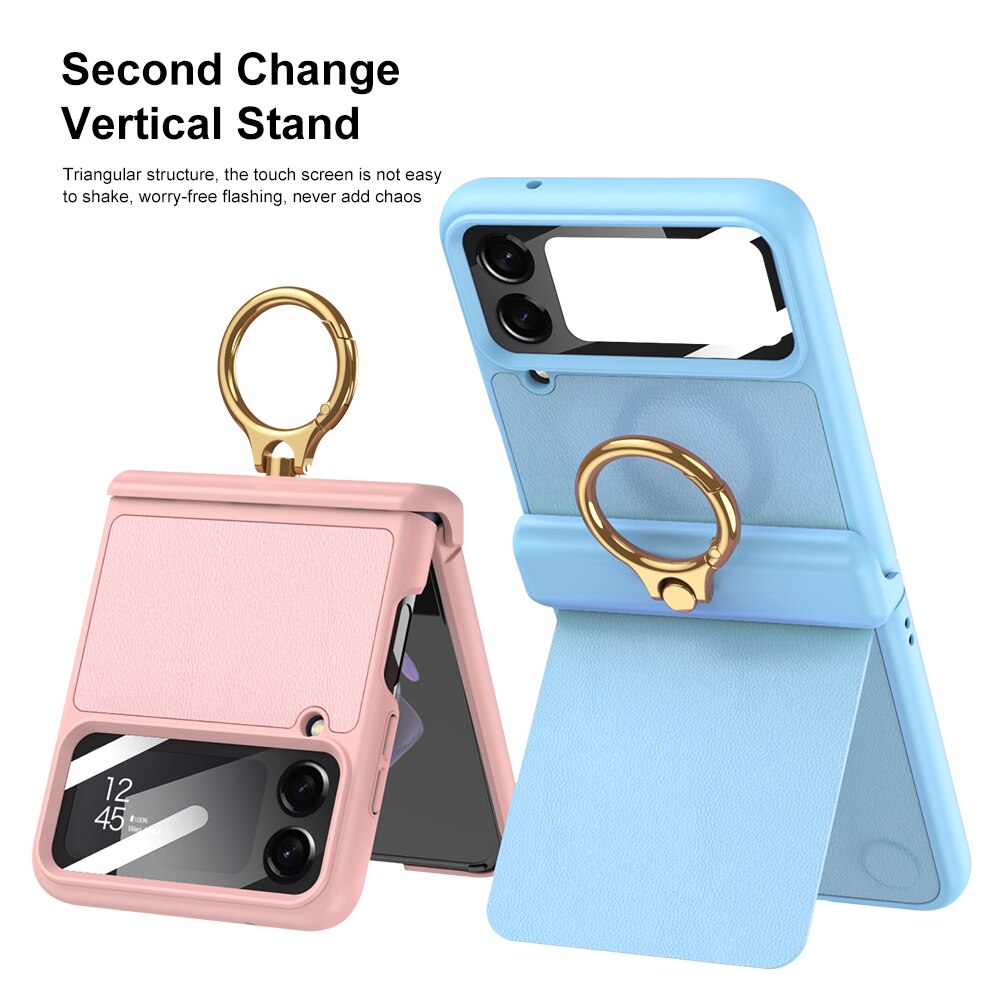 Leather Magnetic Case with Bracket For Samsung Galaxy Z Flip 4
