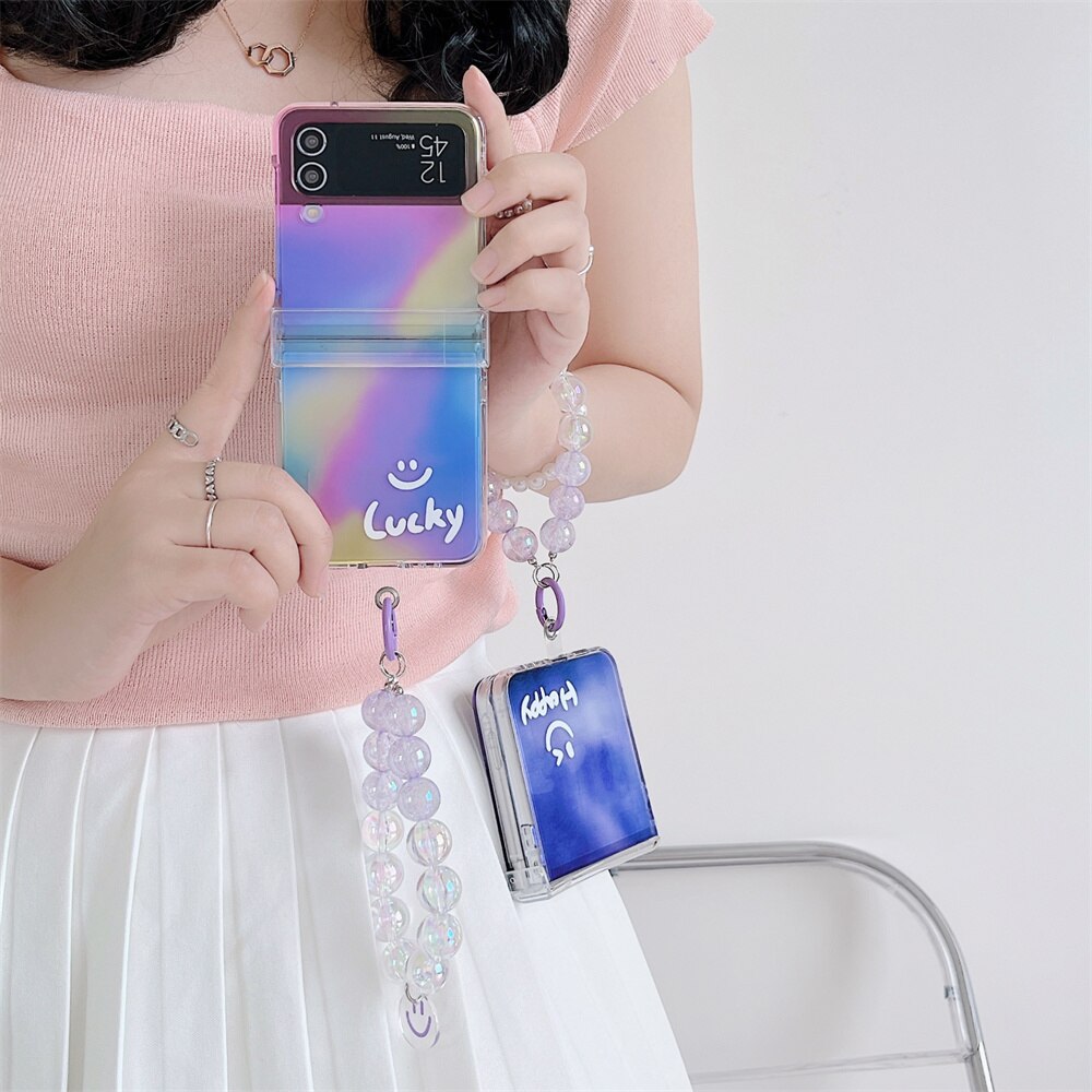 Happy Smile Clear Case with Bracelet For Samsung Galaxy Z Flip