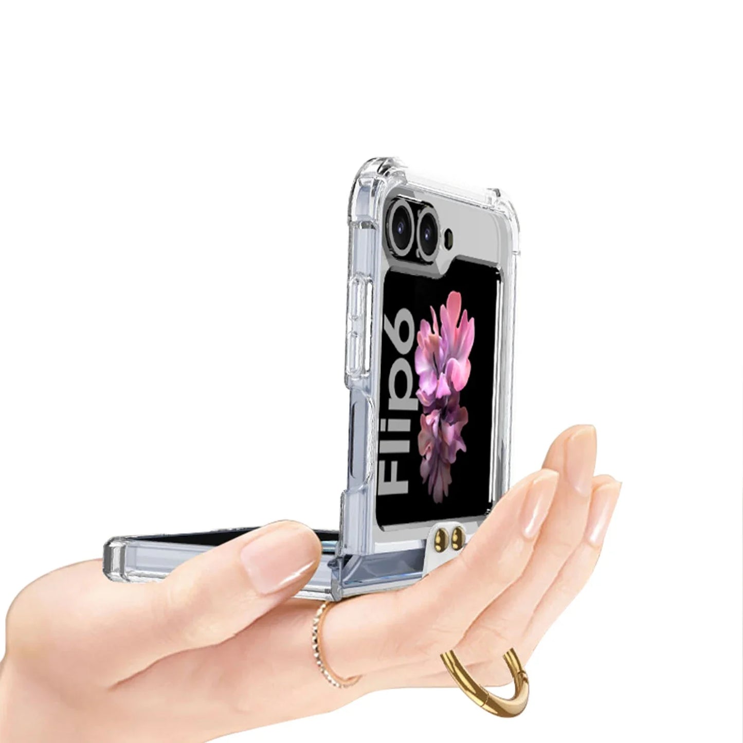 Transparent Shockproof Case with Ring Holder for Samsung Galaxy Z Flip Series