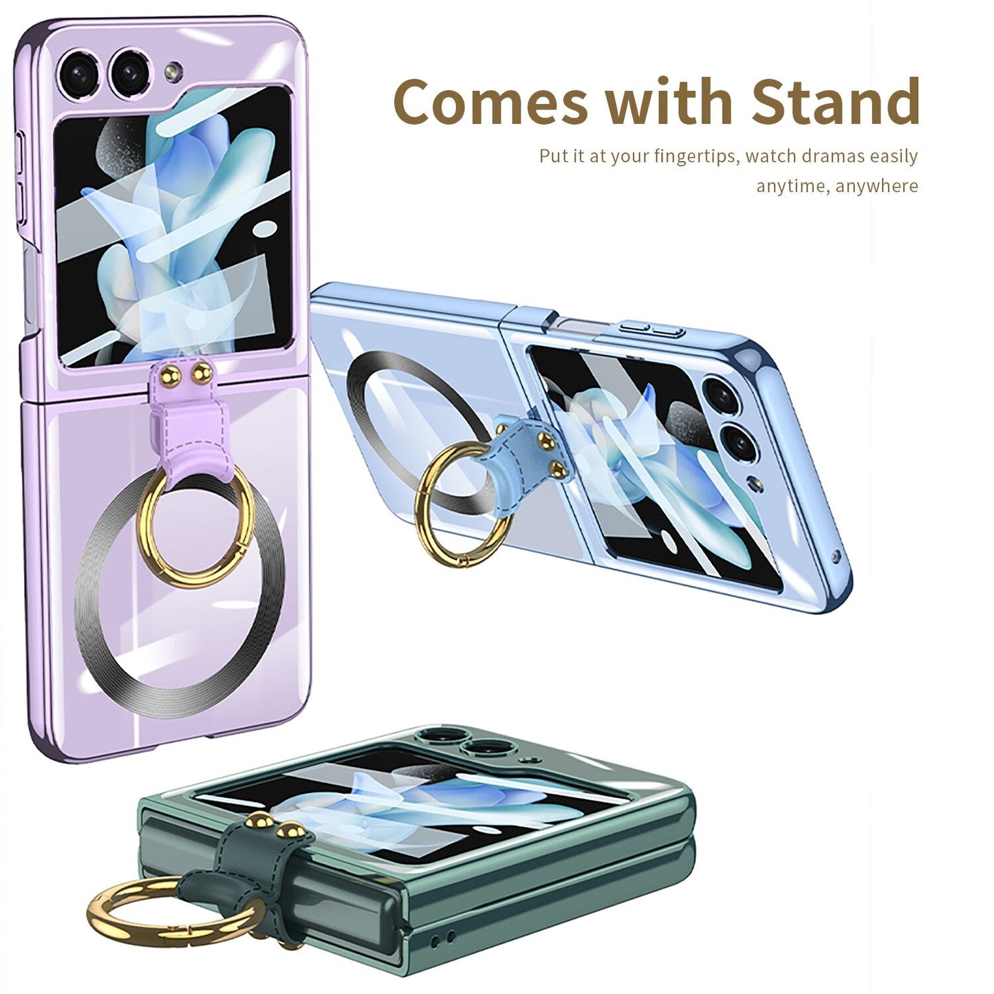 Magsafe Wireless Charging Case with Ring Holder For Samsung Galaxy Z Flip Series