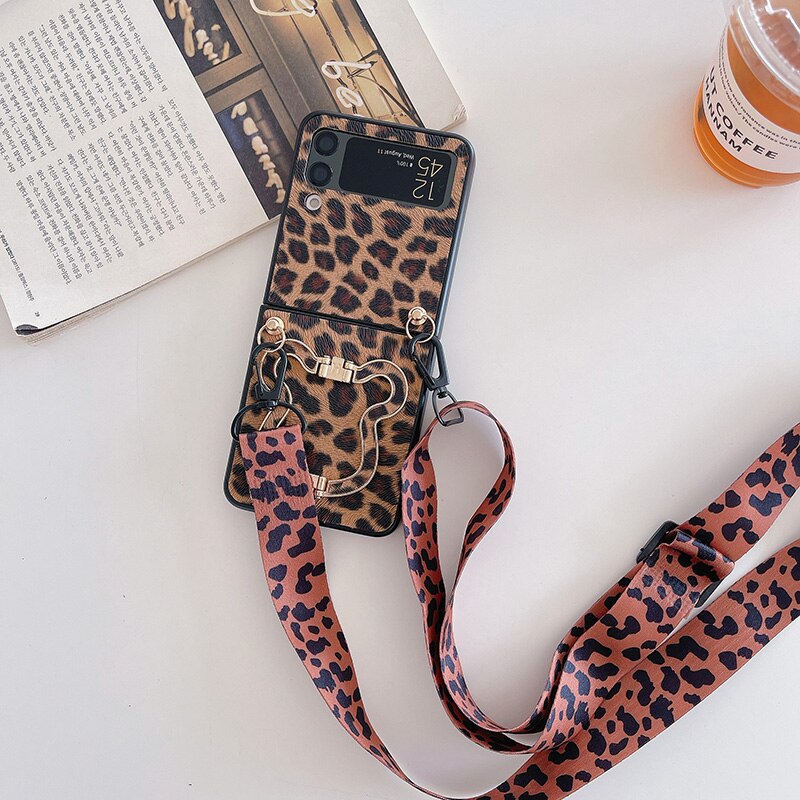 Crossbody Leopard Case with Bracket Holder For Samsung Galaxy Z Flip