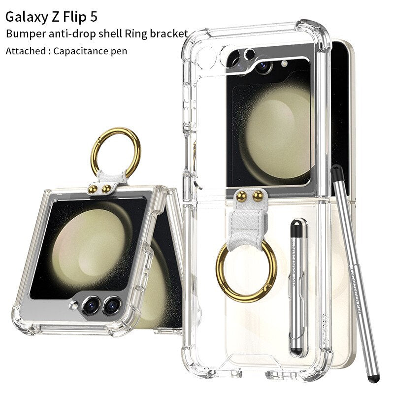Transparent Shockproof Case with Ring holder for Samsung Galaxy Z Flip