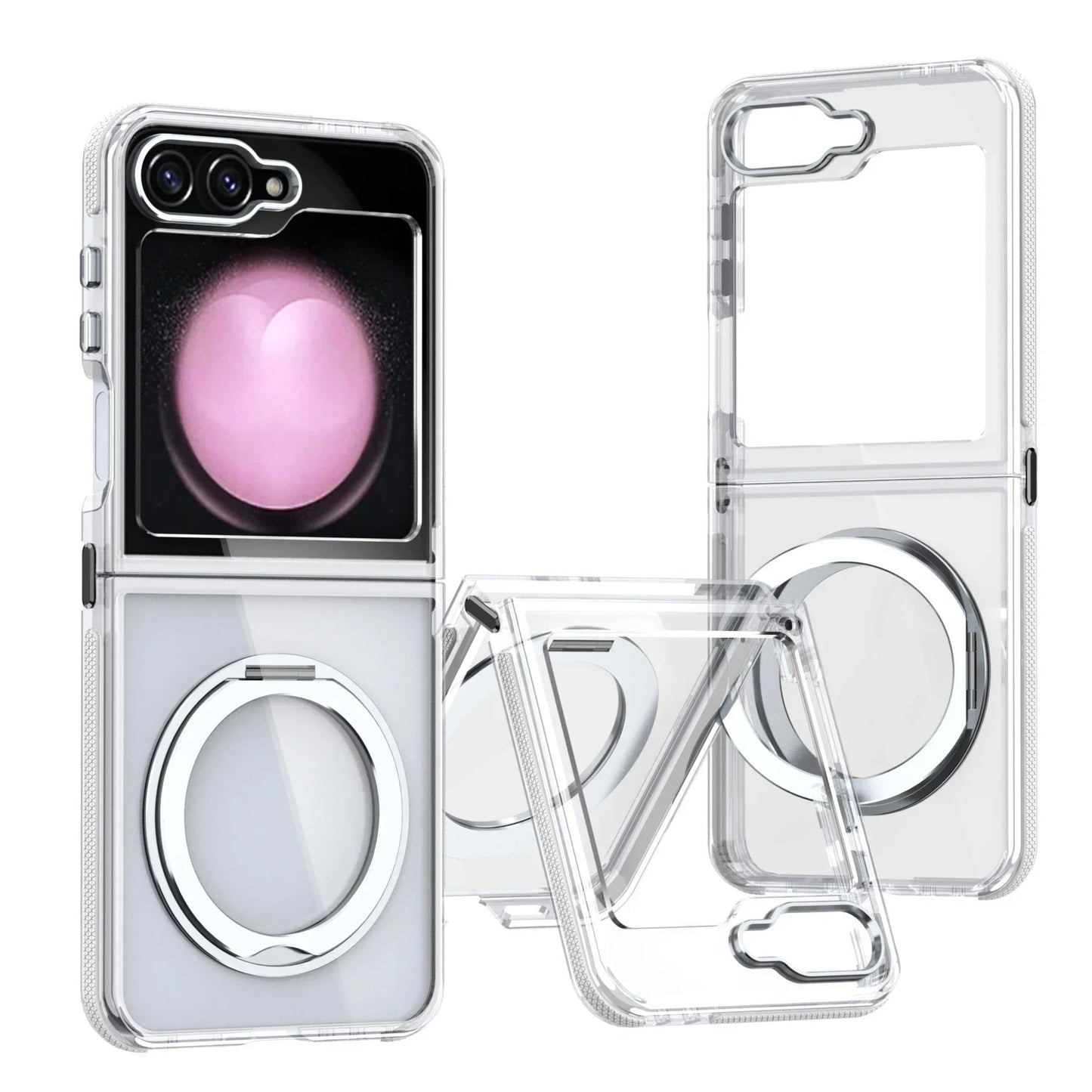 Transparent Shockproof Caase with Ring Holder for Samsung Galaxy Z Flip 7 & 6
