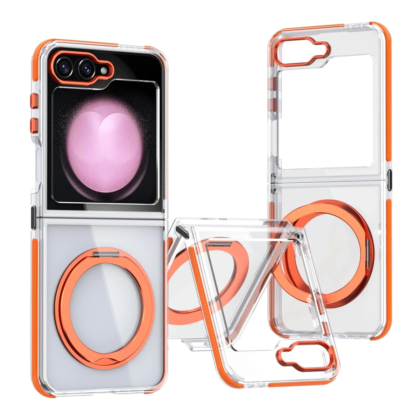 Transparent Shockproof Caase with Ring Holder for Samsung Galaxy Z Flip 7 & 6
