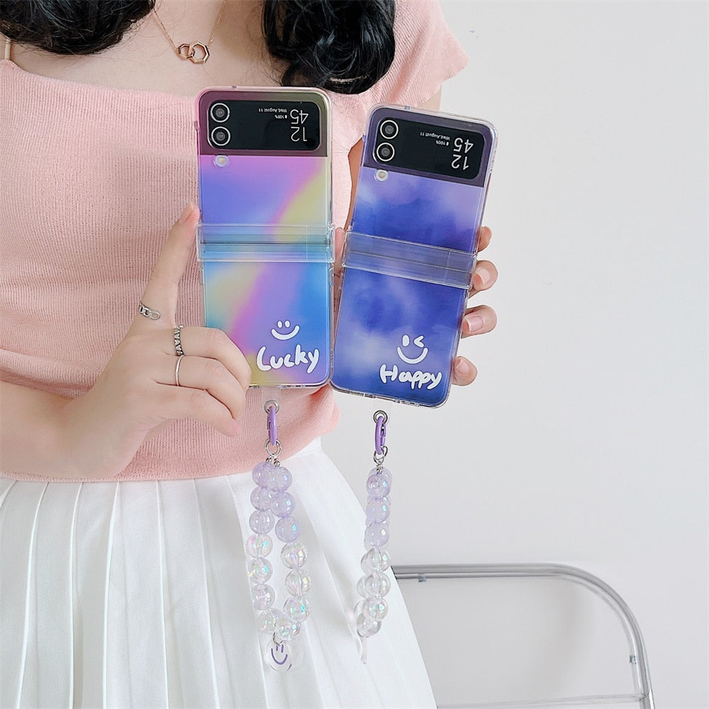 Happy Smile Clear Case with Bracelet For Samsung Galaxy Z Flip