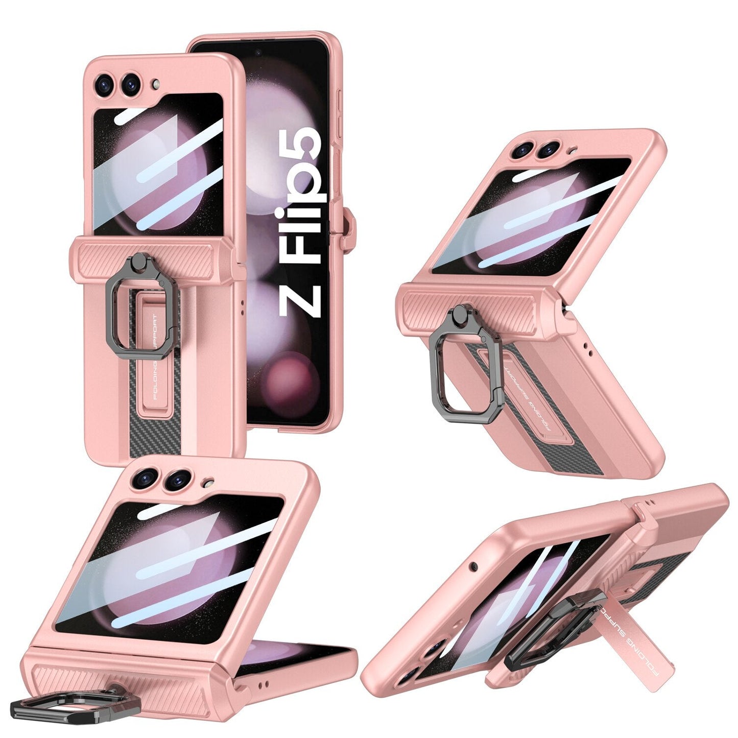 Armor Case with Ring Holder & Magnetic Hinge Protective For Samsung Galaxy Z Flip Series