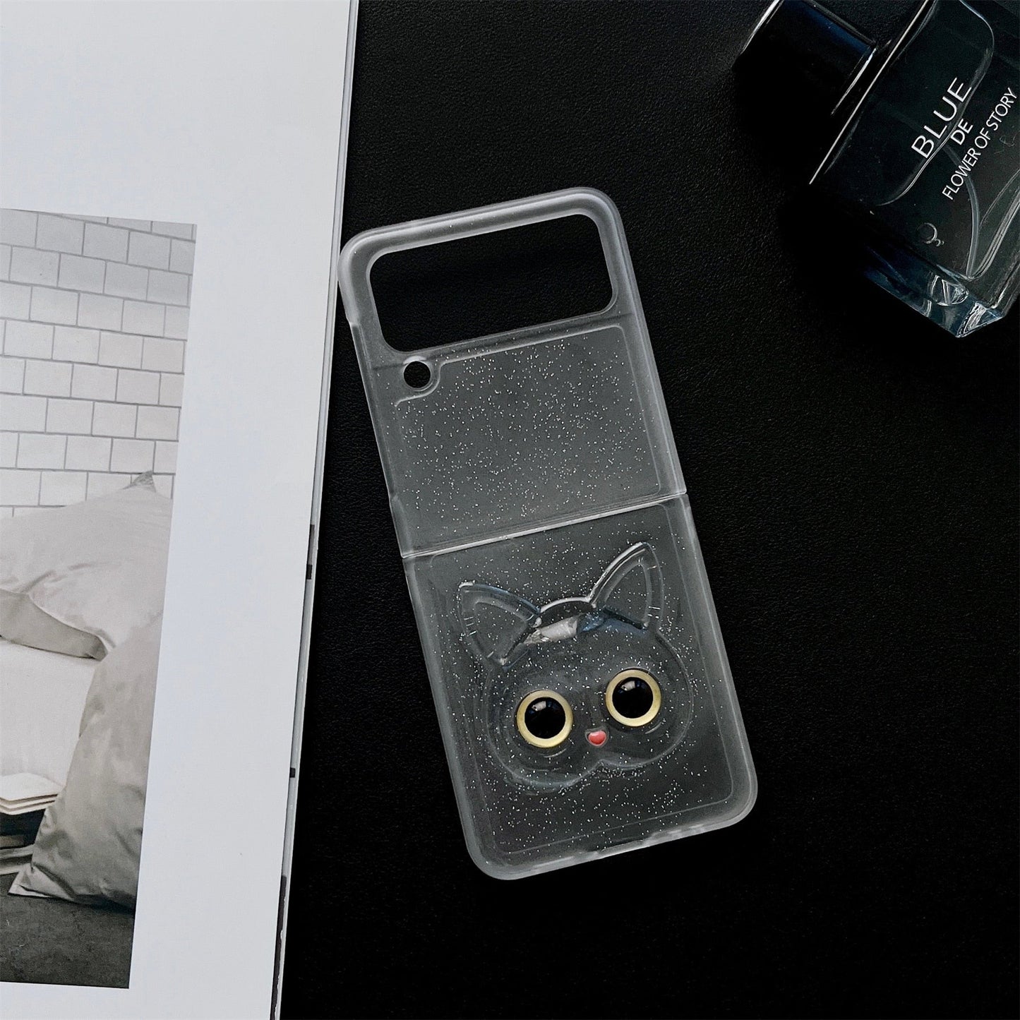 Luxury Cute Cat Transparent Case for Samsung Galaxy Z Flip 4