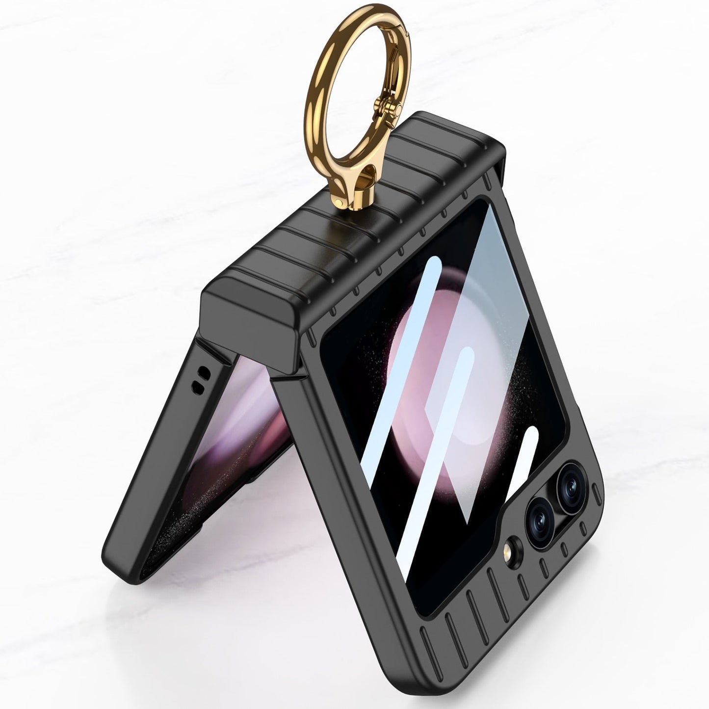 Shockproof Case With Ring Bracket & Screen Protective For Samsung Galaxy Z Flip Series