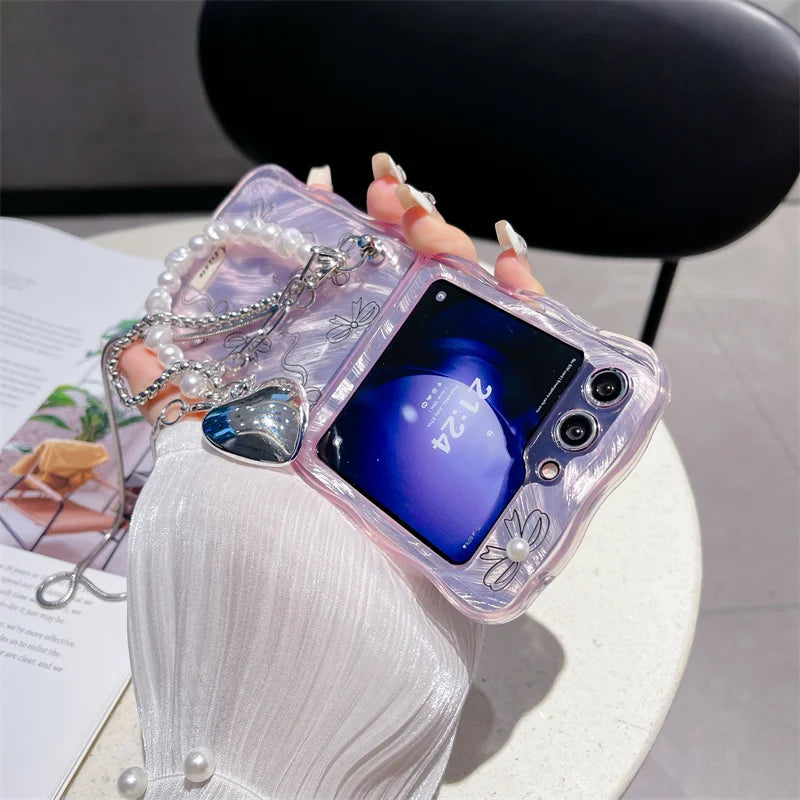 Cute Pearl Bow Case for Samsung Galaxy Z Flip 7 & 6