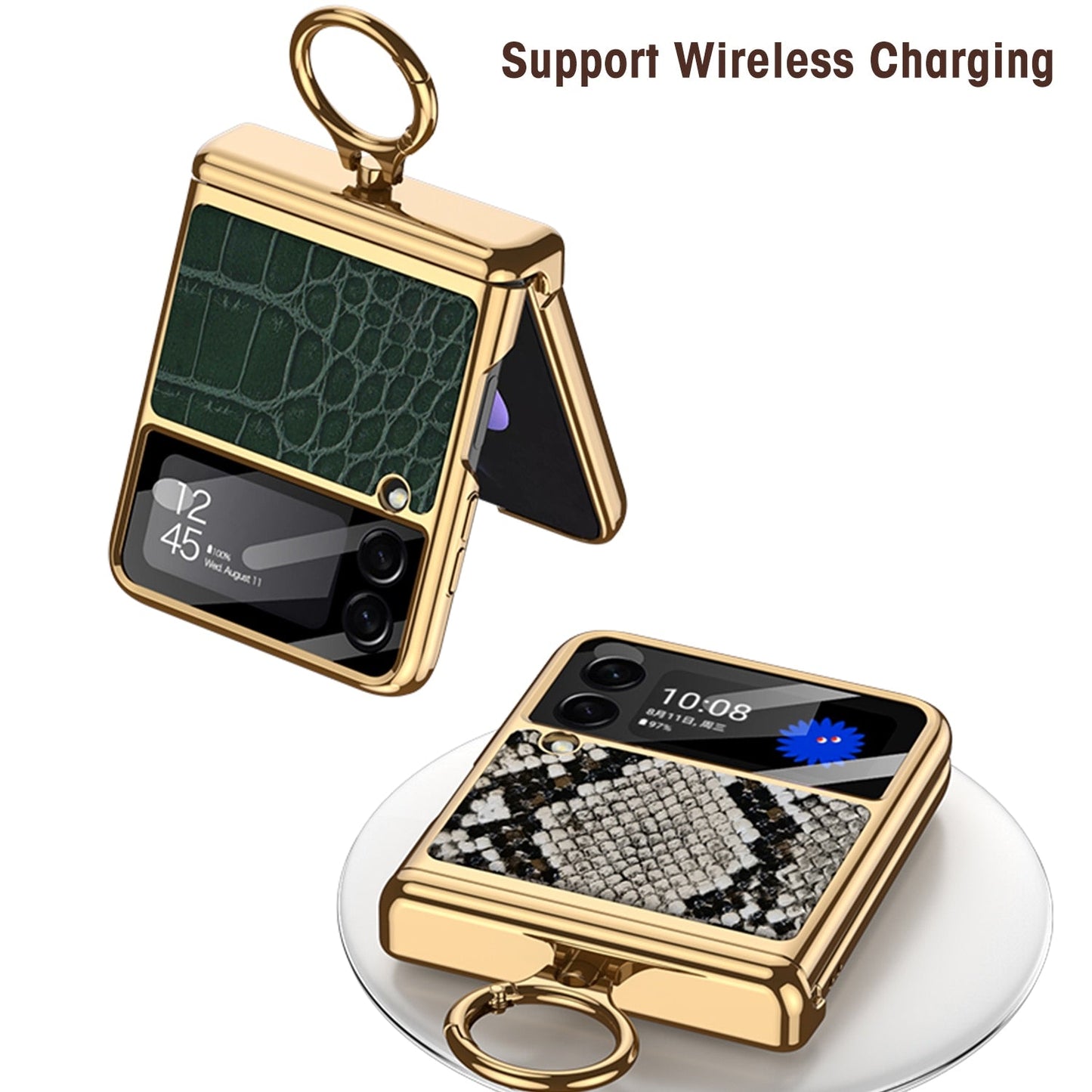 Magnetic Leather Case with Ring Holder For Samsung Galaxy Z Flip 4