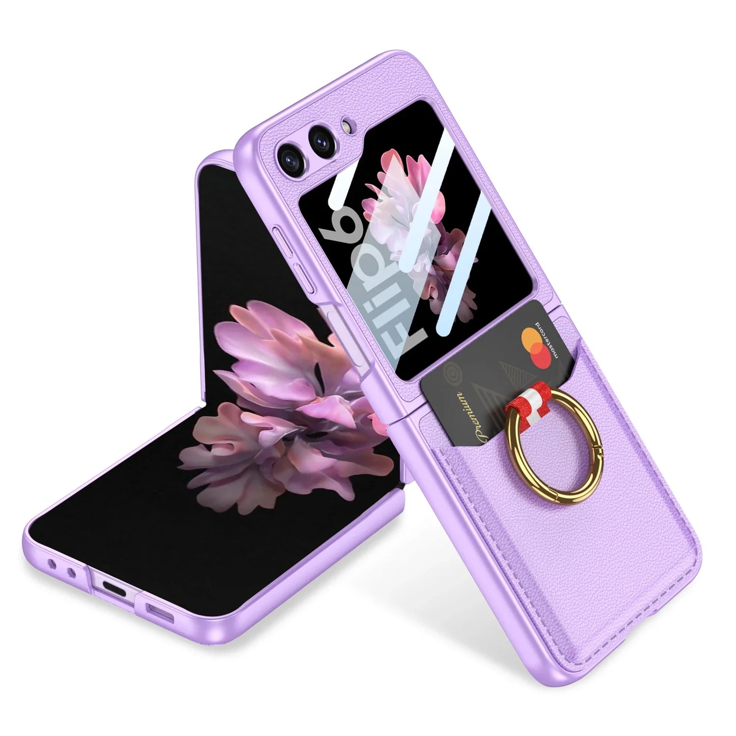 Leather Case with Ring Holder for Samsung Galaxy Z Flip Series