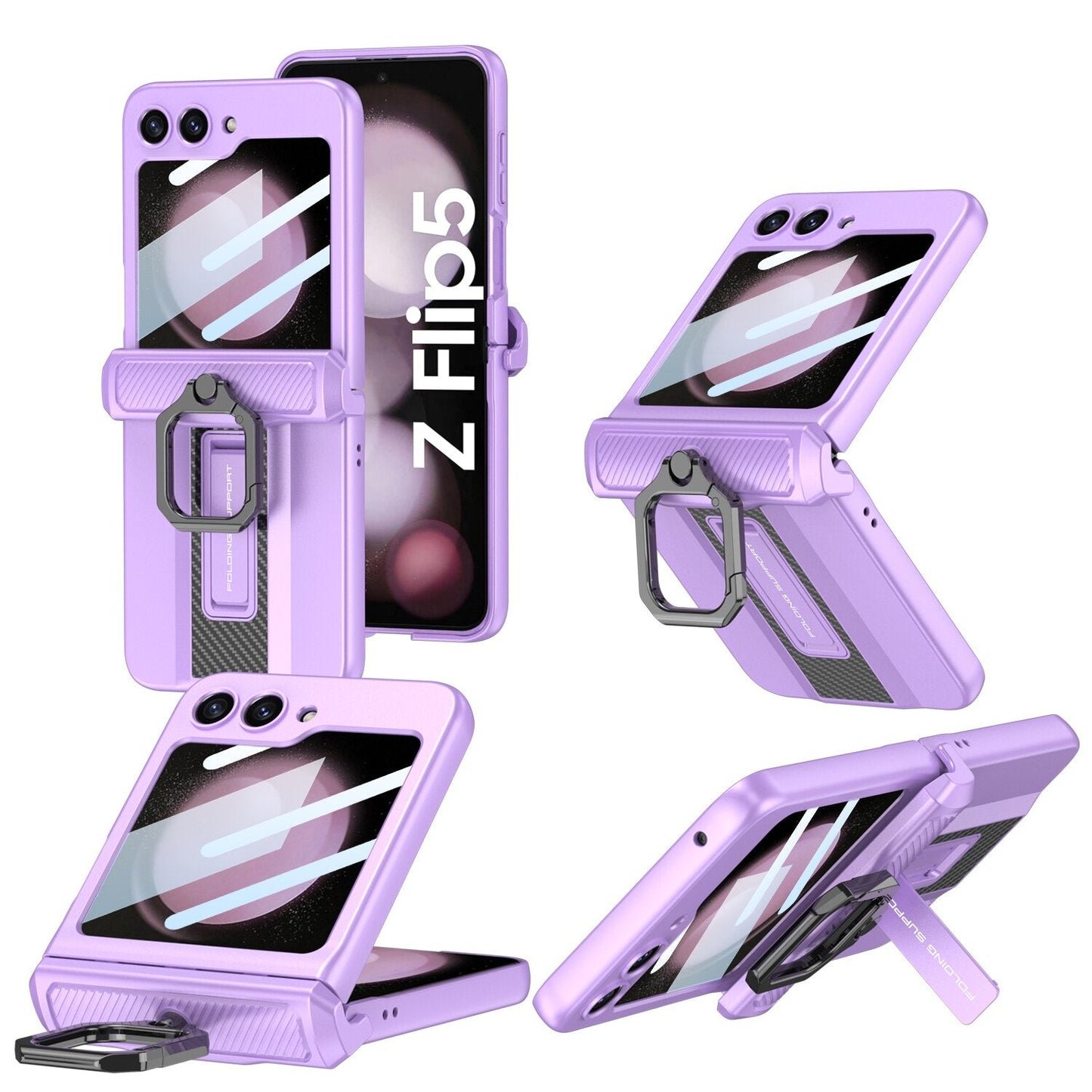 Armor Case with Ring Holder & Magnetic Hinge Protective For Samsung Galaxy Z Flip Series