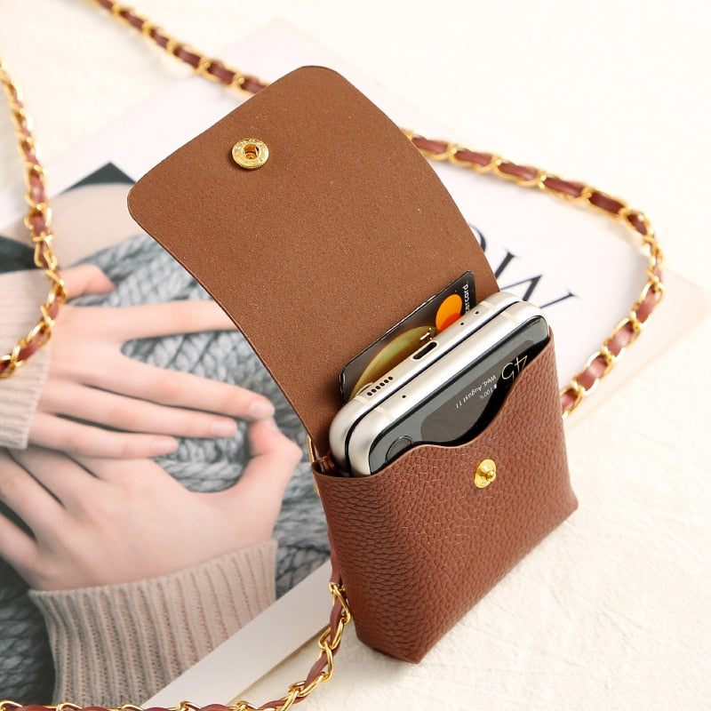Crossbody Leather Mini Phone Bag For Samsung Galaxy Z Flip Series