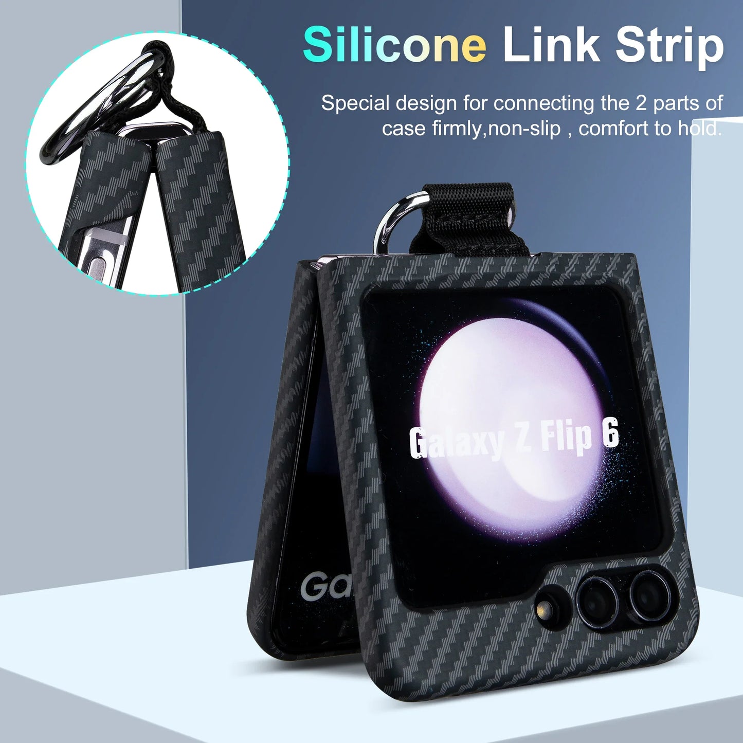 Shockproof Carbon Fiber Case with Ring Holder for Samsung Galaxy Z Flip 7 & 6
