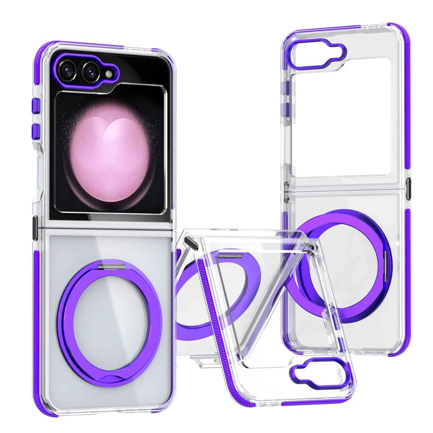 Transparent Shockproof Caase with Ring Holder for Samsung Galaxy Z Flip 7 & 6