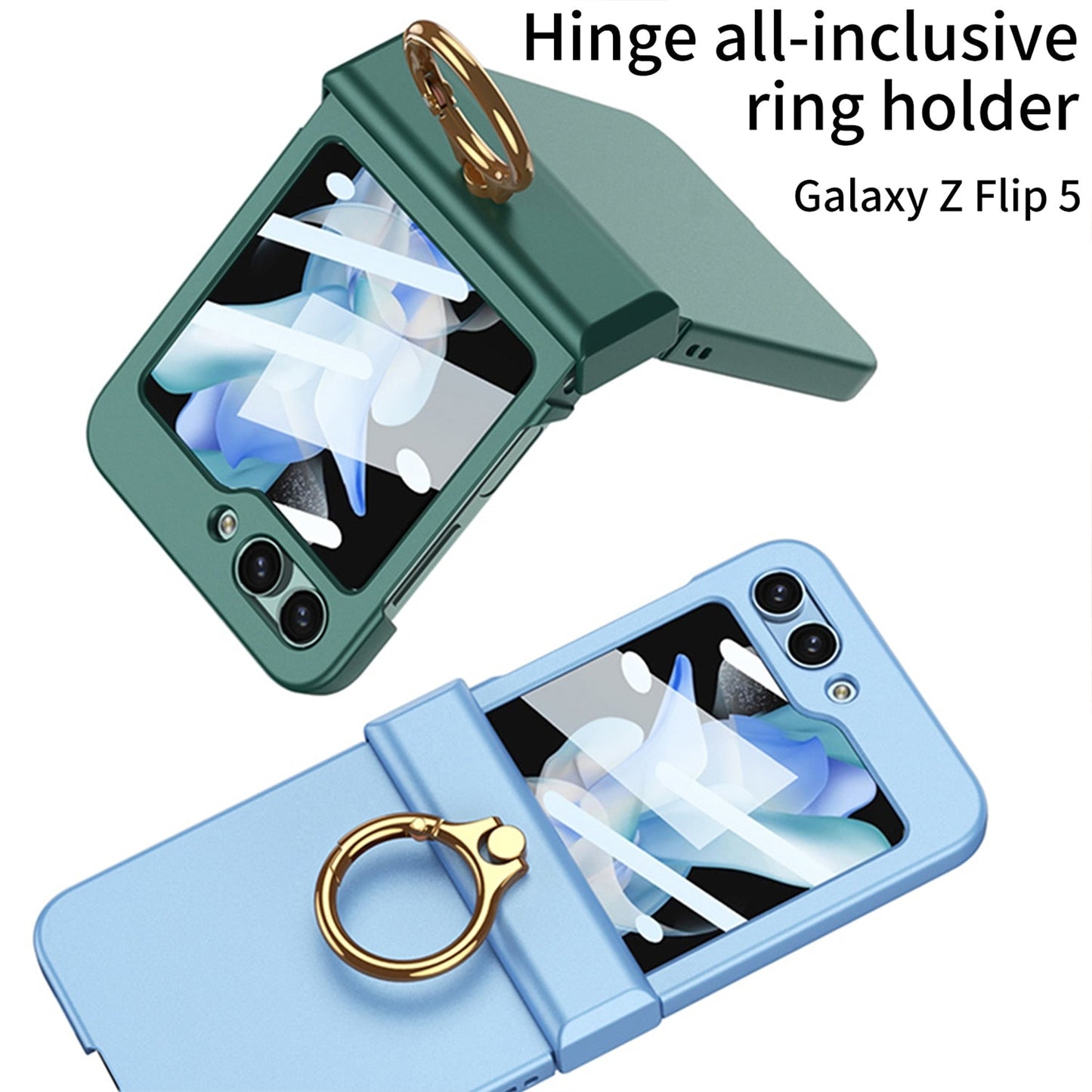 Ultra-thin Matte Case with Ring Bracket & Screen Protective For Samsung Galaxy Z Flip