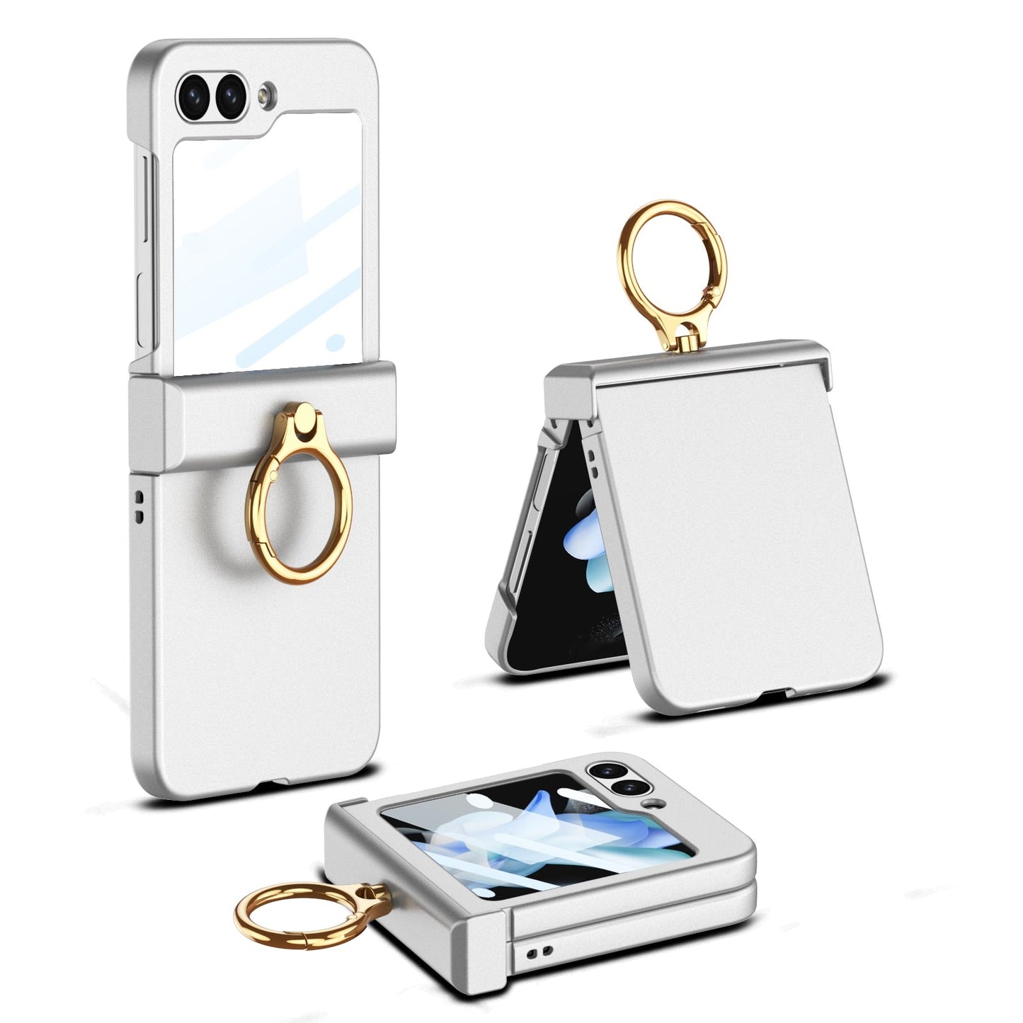 Ultra-thin Matte Case with Ring Bracket & Screen Protective For Samsung Galaxy Z Flip