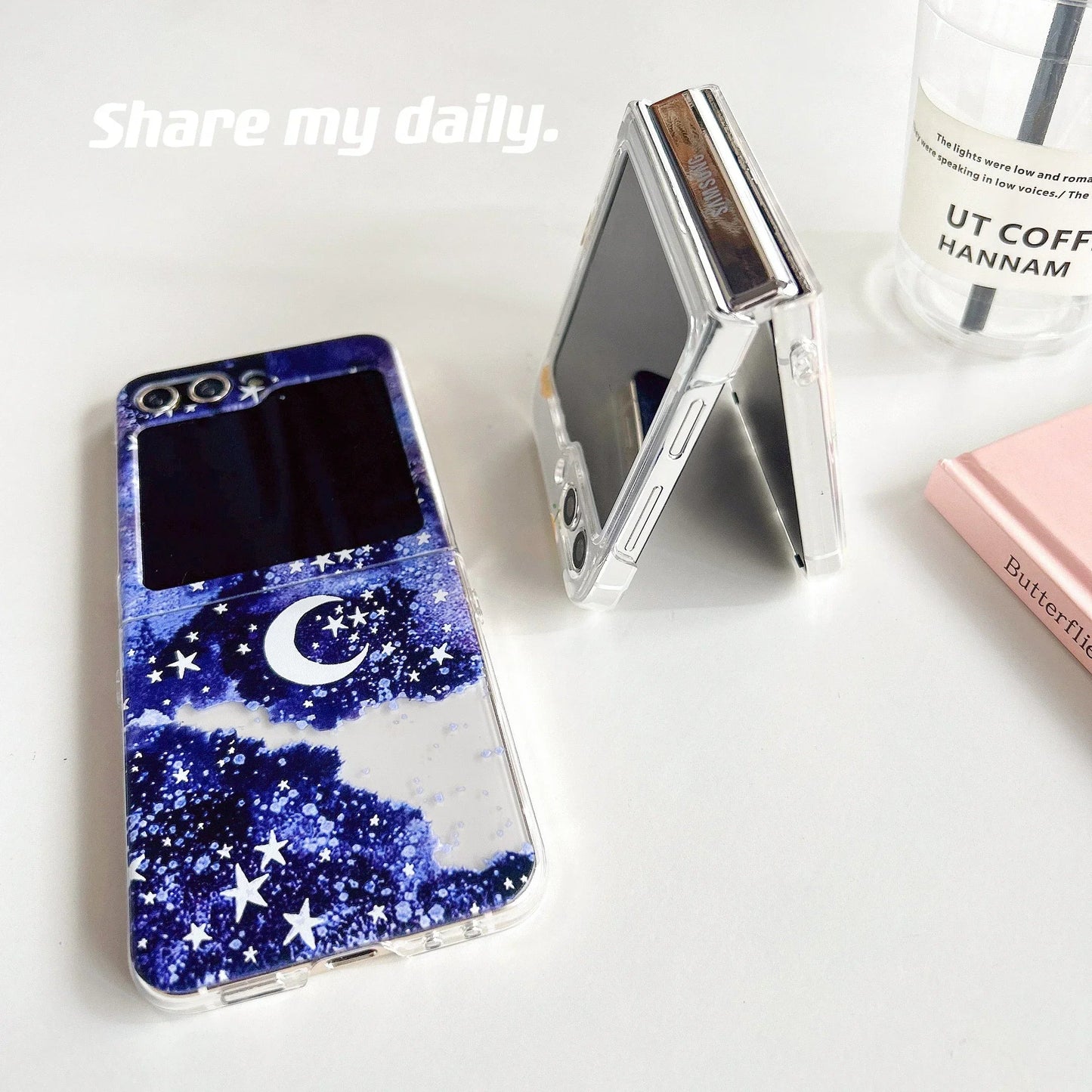 Cartoon Floral Moon Star Case for Samsung Galaxy Z Flip 4/5/6/7