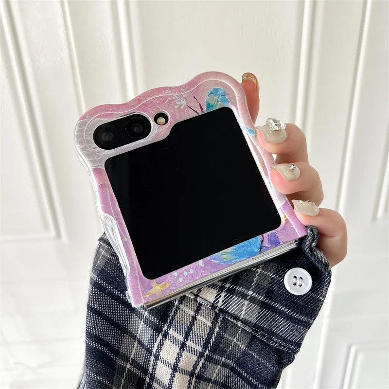 Cute Moon Butterfly Bracelet Phone Case for Samsung Galaxy Z Flip 4/5/6/7