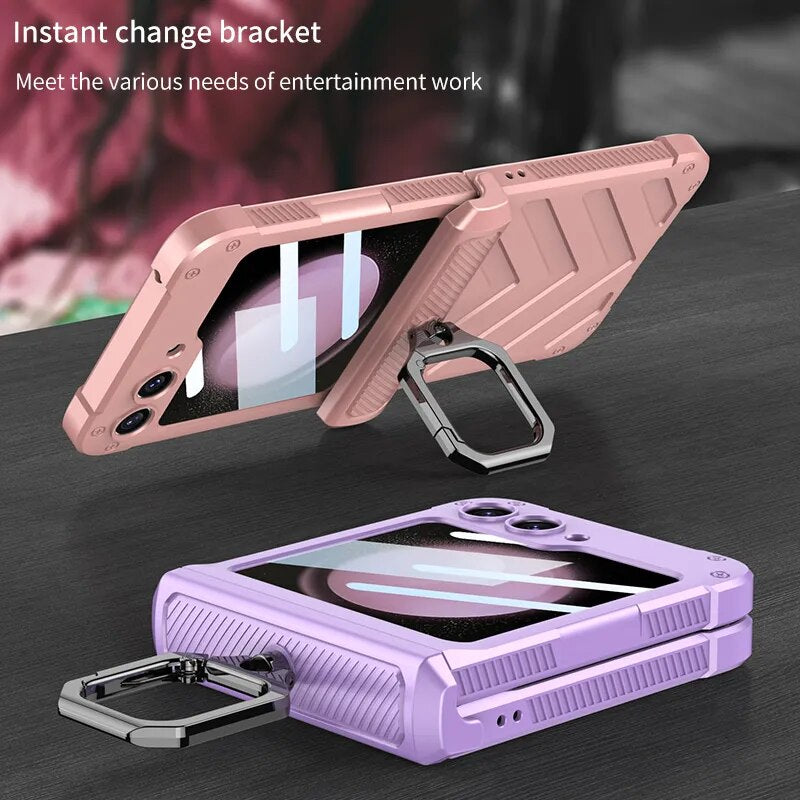 Magnetic Shockproof Case with Ring Holder For Galaxy Z Flip