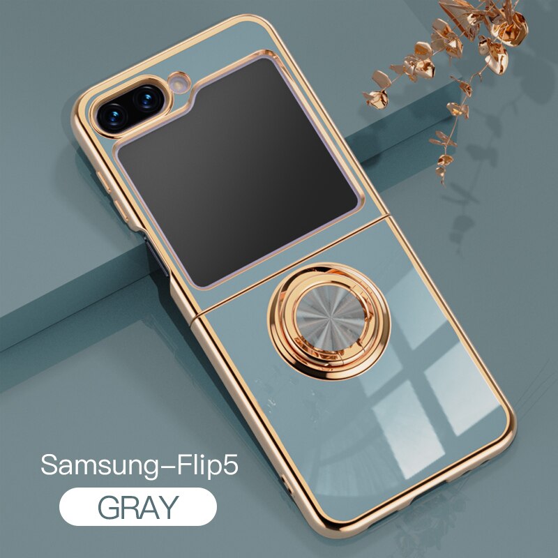 Luxury Electroplating Ring Holder Case For Samsung Galaxy Z Flip Series