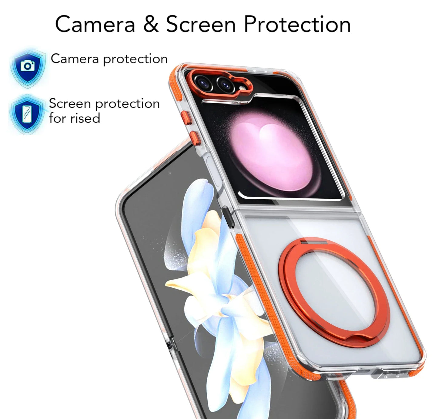 Transparent Shockproof Caase with Ring Holder for Samsung Galaxy Z Flip 7 & 6