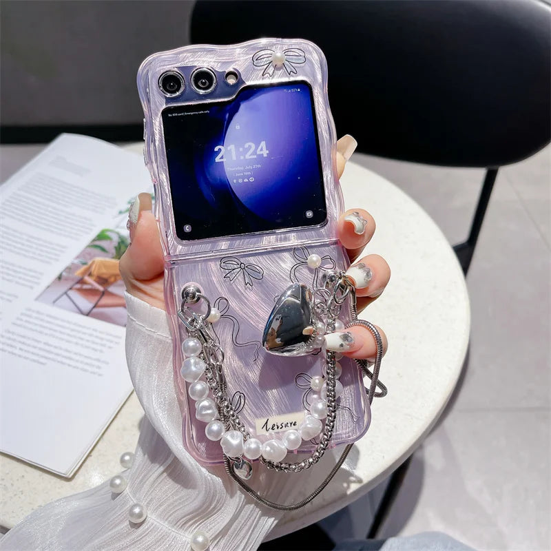 Cute Pearl Bow Case for Samsung Galaxy Z Flip 7 & 6