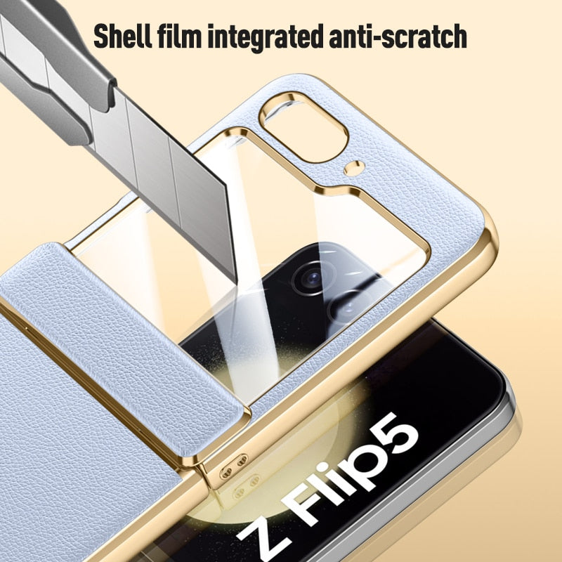Leather Case with Hinge Protection for Samsung Galaxy Z Flip