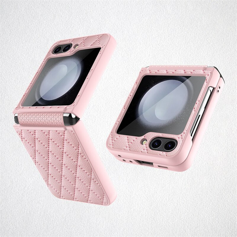 Leather Case With Lens Film Protected For Samsung Galaxy Z Flip Series